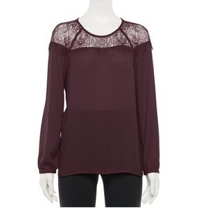 NWT Apt. 9 midnight jam lace yoke blouse size large